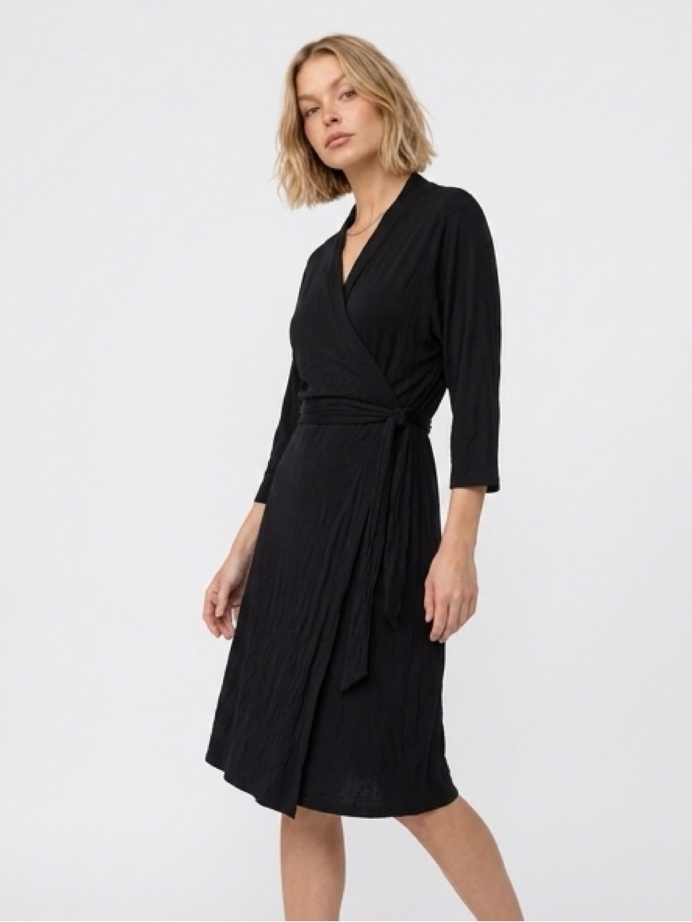 Marilyn Monroe Black Wrap Midi Dress